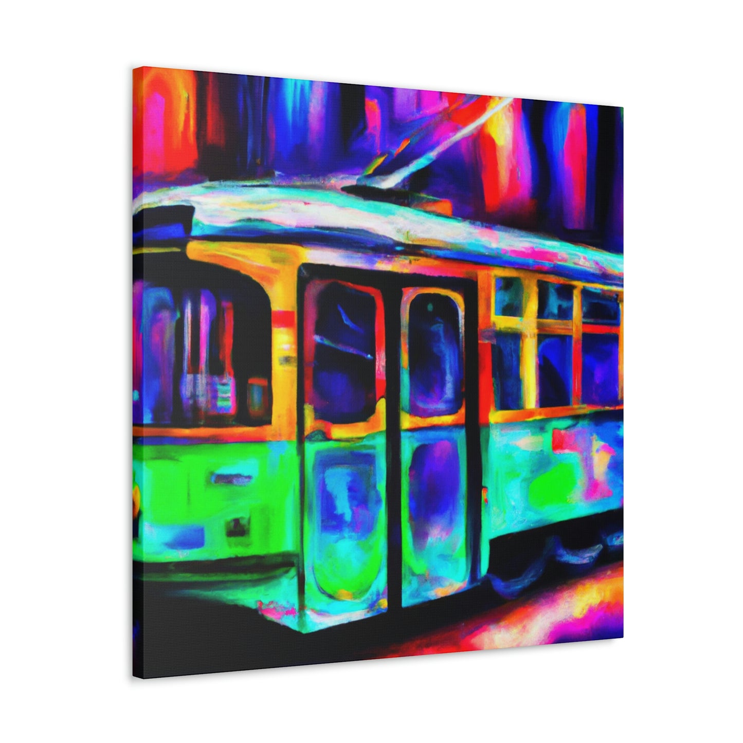 "Trams at Sunset Glowing" - Canvas