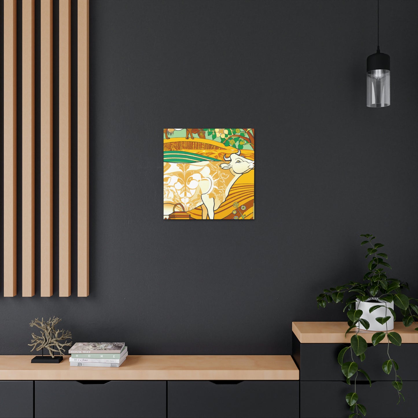 Mooing in Moonlight. - Canvas