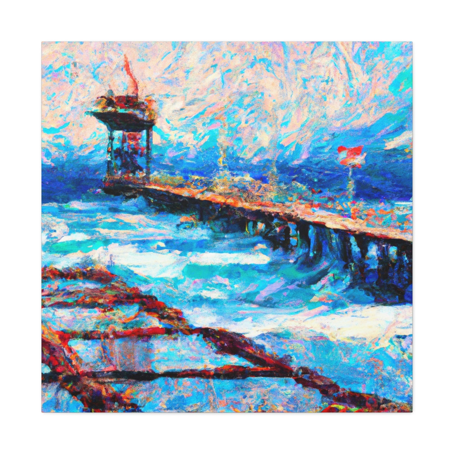 Pier Over Reflection. - Canvas