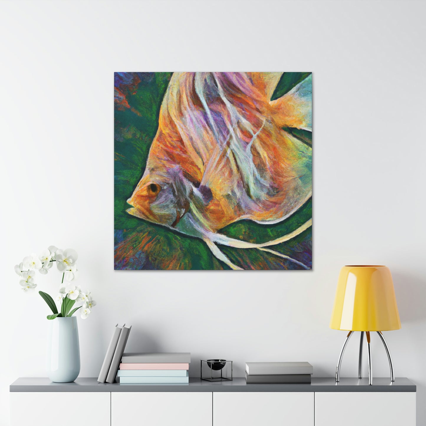 "Angelfish Under Waterfall" - Canvas