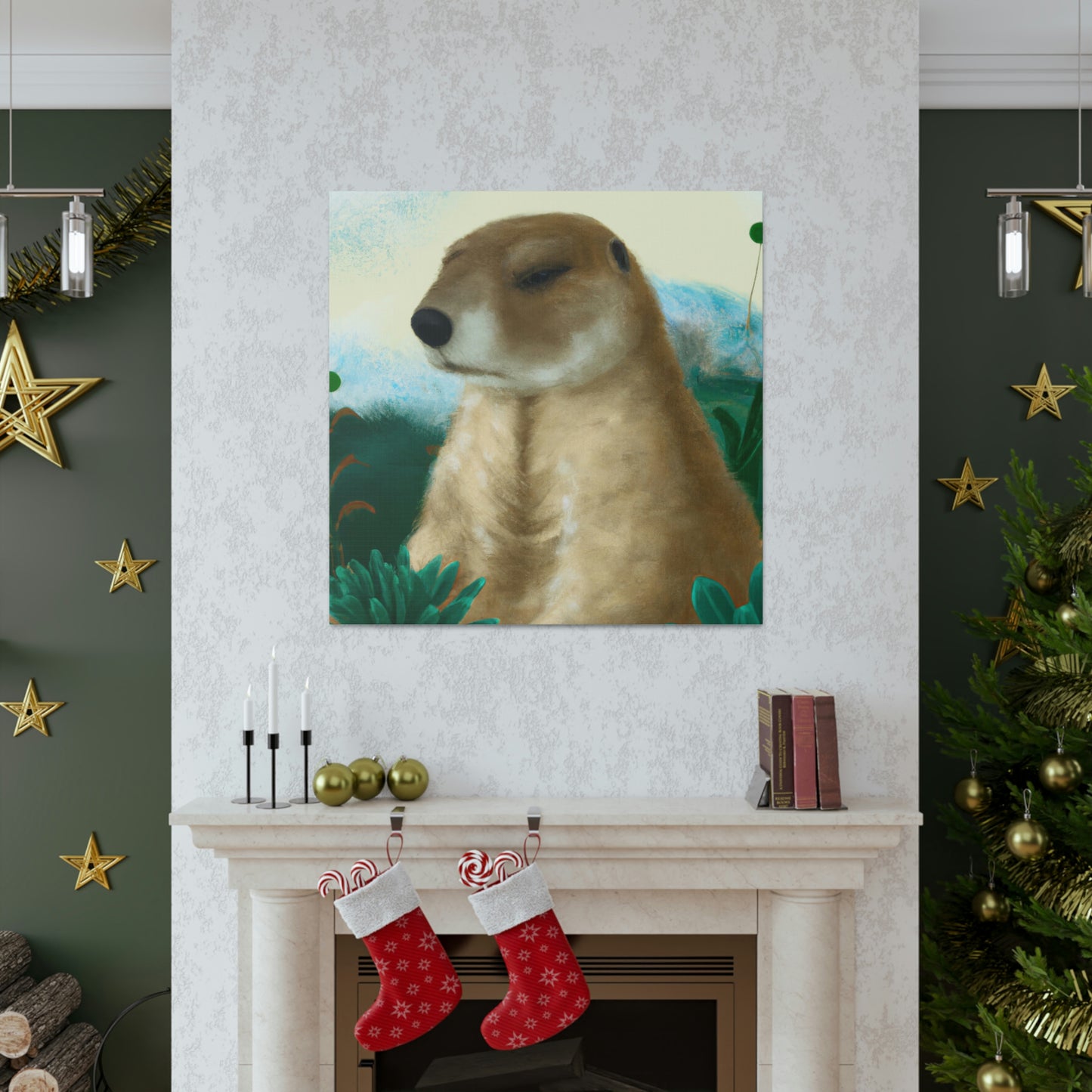 "Prairie Dog Art Deco" - Canvas