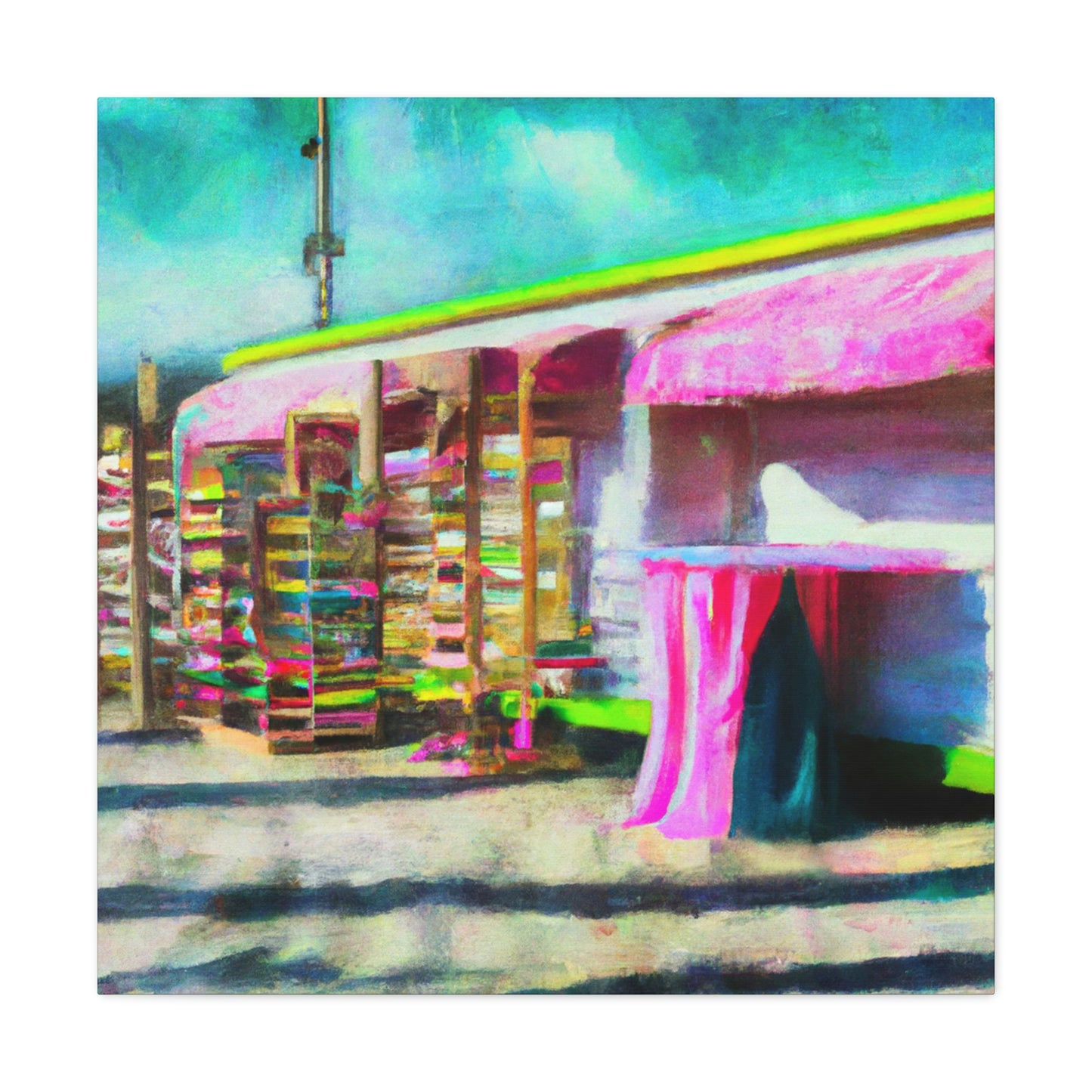 "Surreal Seaside Shops" - Canvas