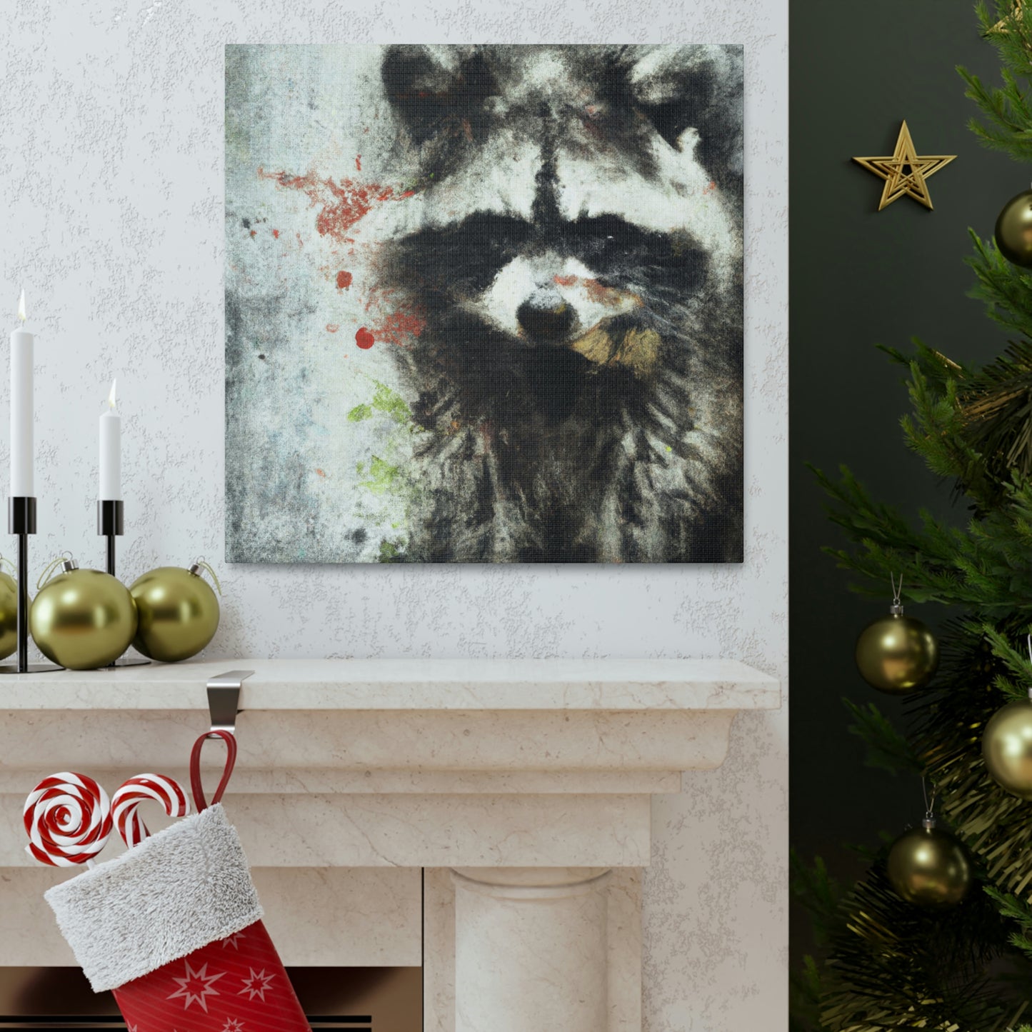 Raccoon in Reflection - Canvas