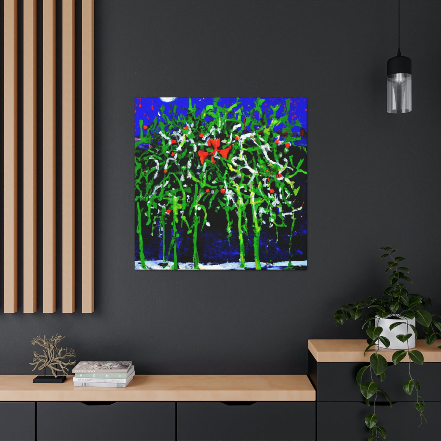 Mistletoe Embrace Expressionism - Canvas