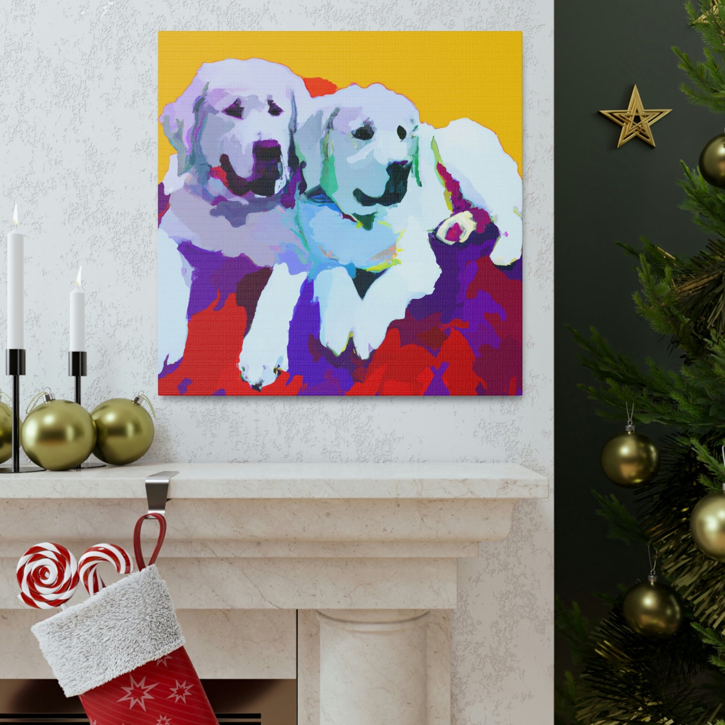 "Great Pyrenees Snowscape" - Canvas