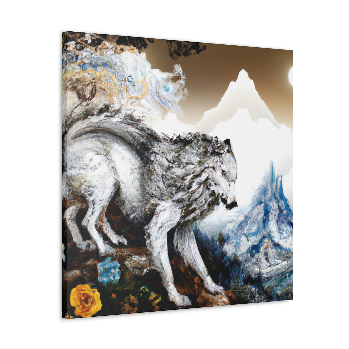 Wolf in Moonlight Glow - Canvas