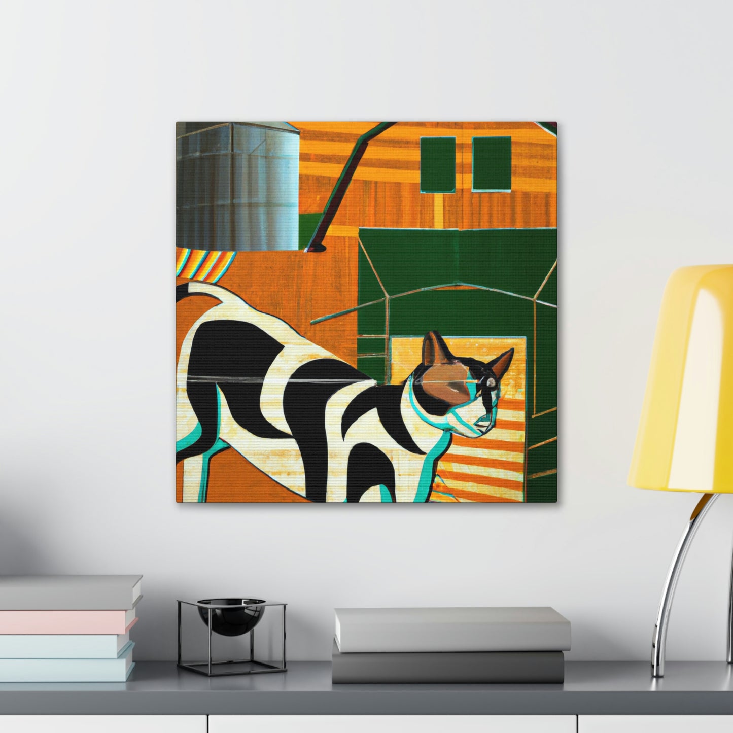 "Barn Cat Art Deco" - Canvas