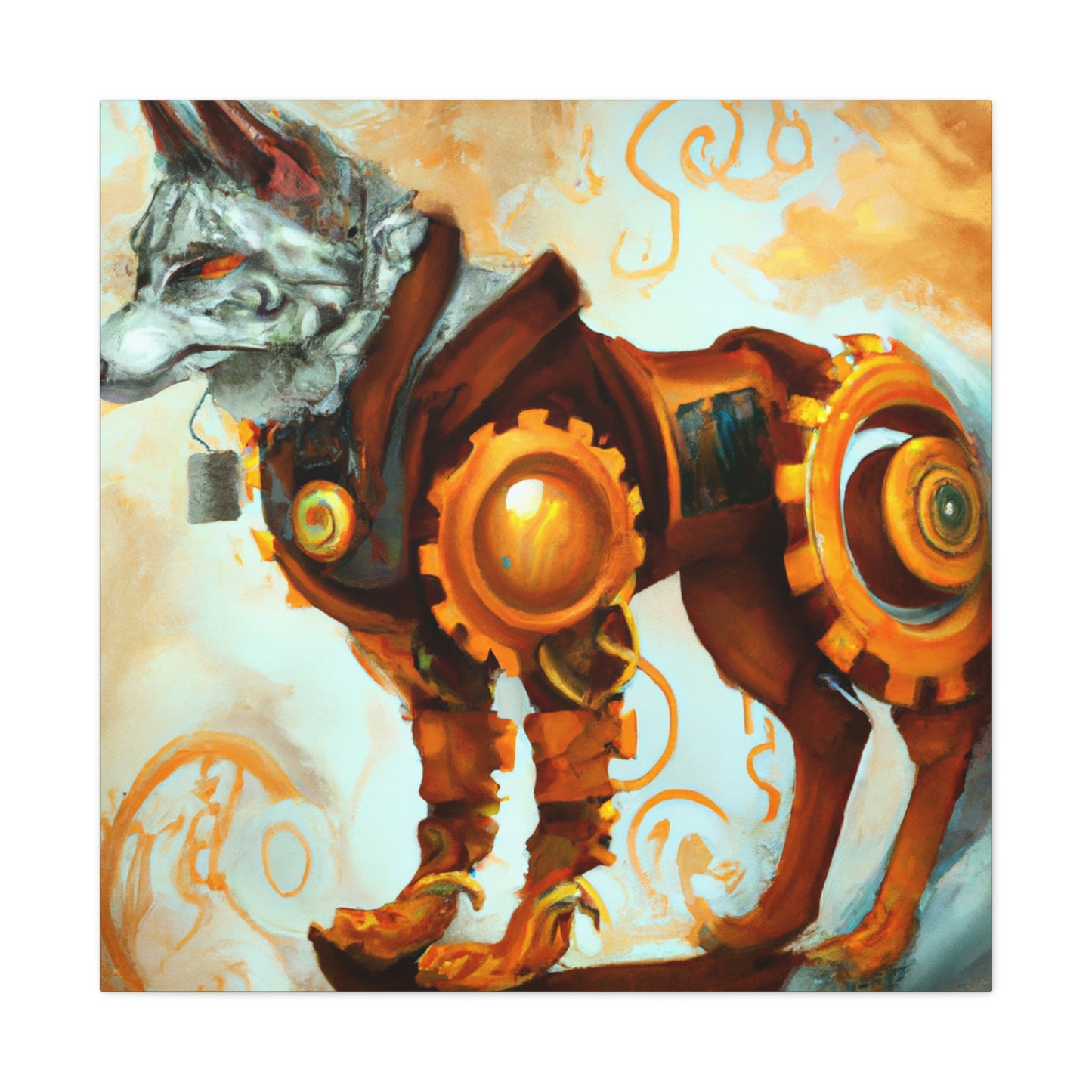 "Wolf in Steam Gears" - Canvas