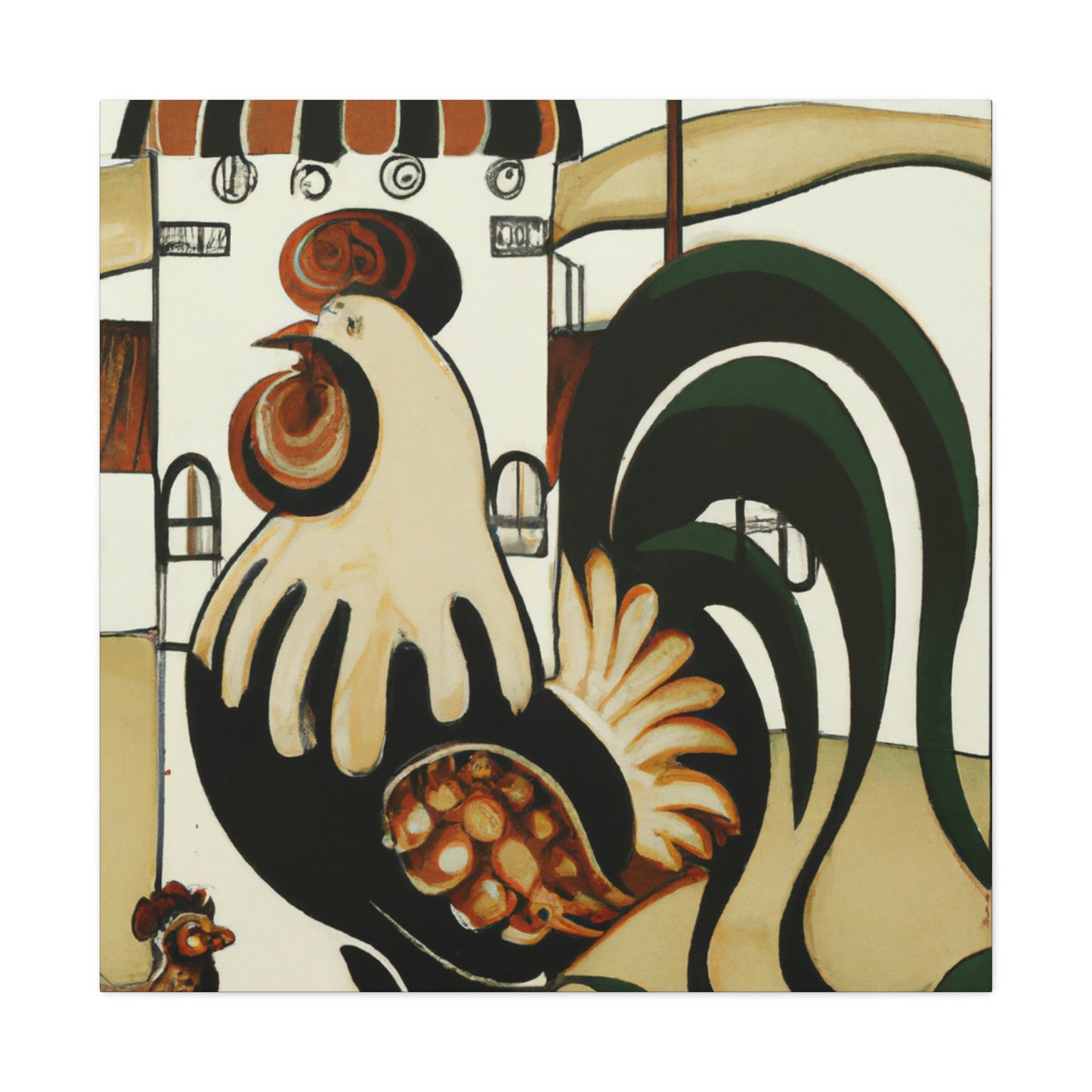 "Rooster At Dawn, Art Nouveau" - Canvas