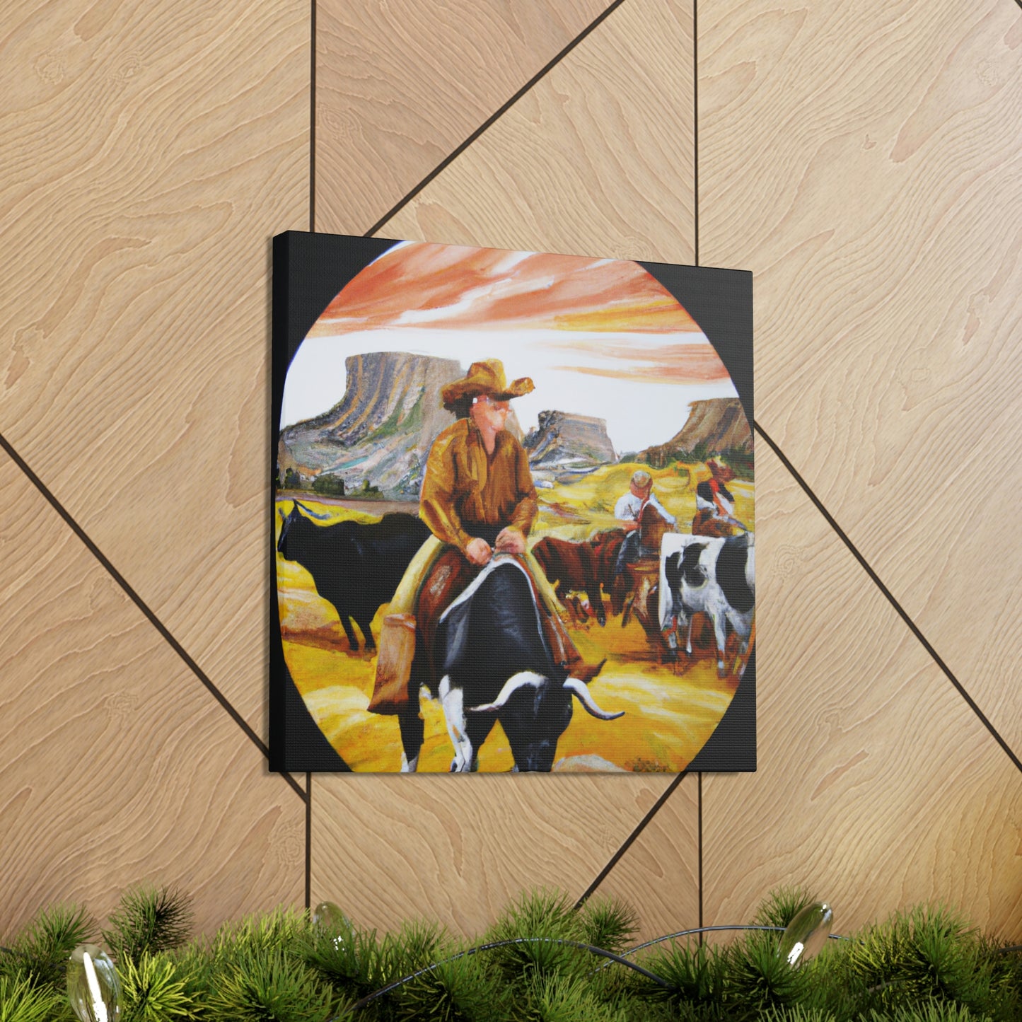 Cattle Round Up Scene - Canvas