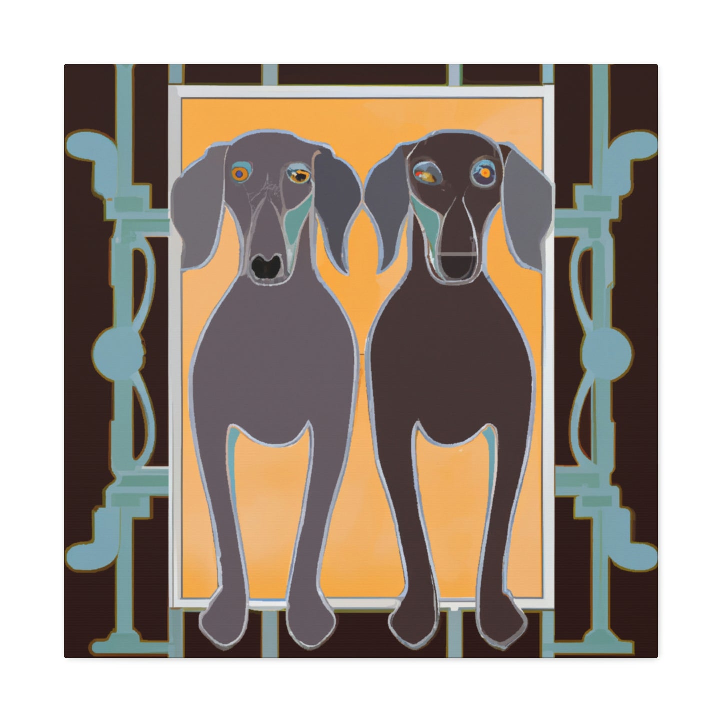 "Weimaraner on Sunset" - Canvas