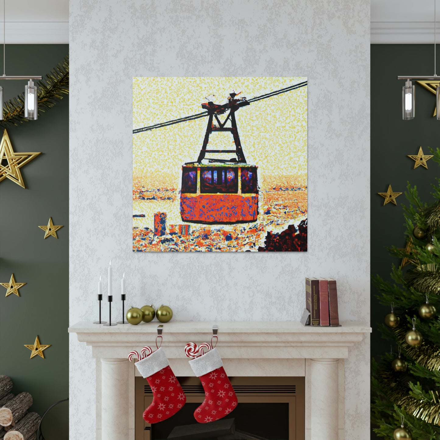 Cable Car Pointillism - Canvas