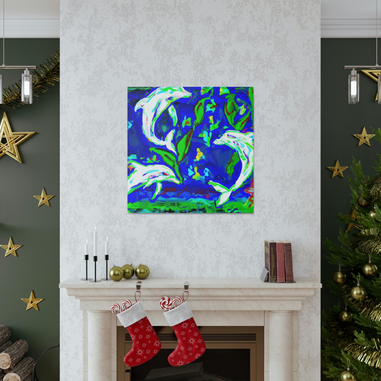 Dolphins Dance in Color - Canvas