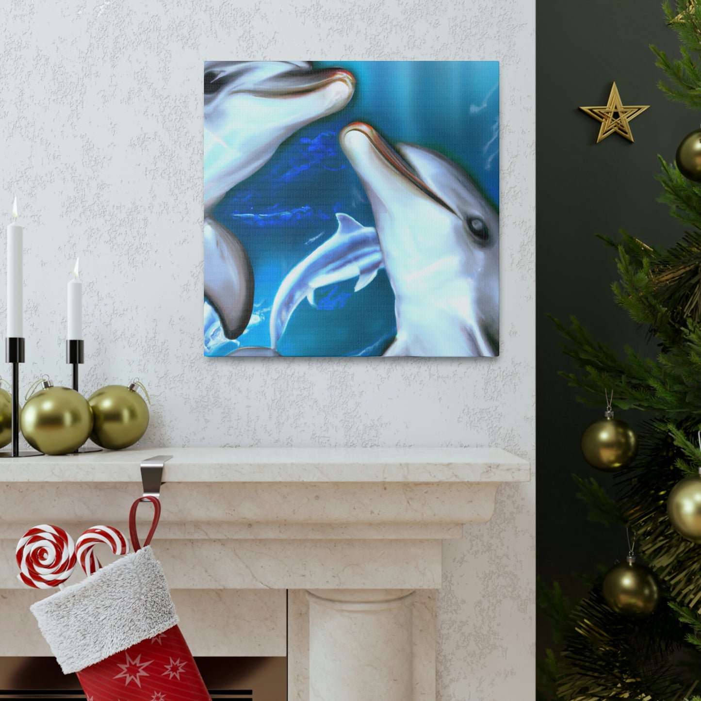 Dolphins on the Shore - Canvas