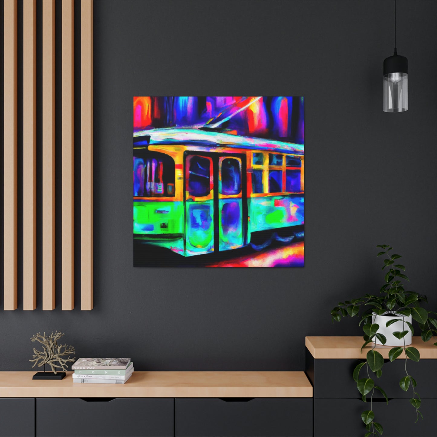 "Trams at Sunset Glowing" - Canvas