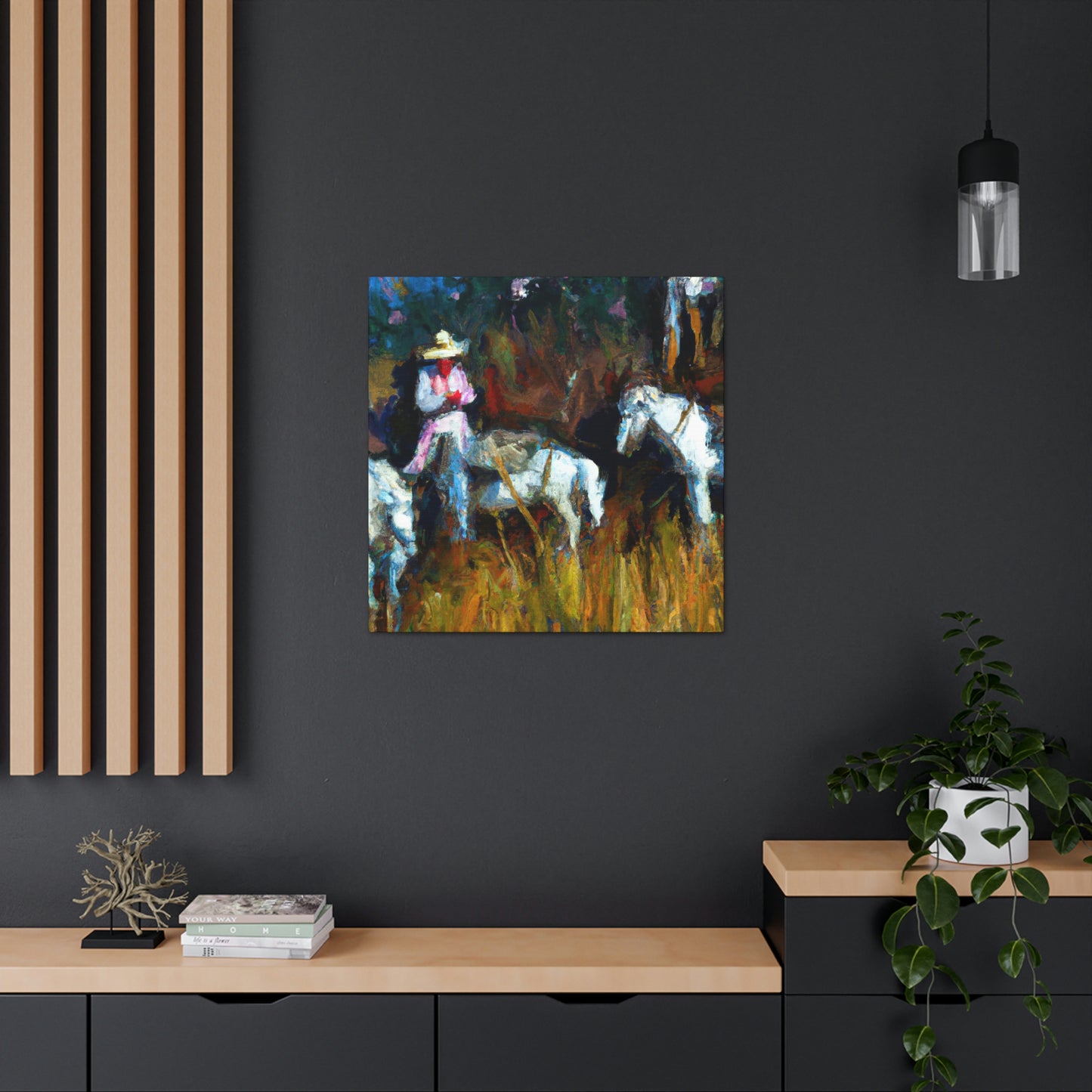 "Grazing Horses, Expression" - Canvas