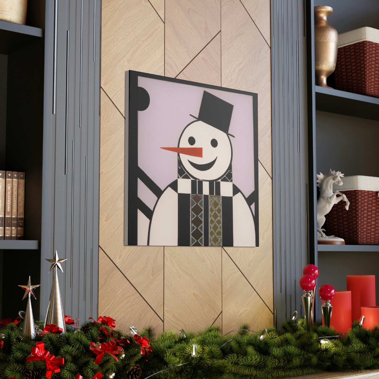 "Frosty Art Deco Snowman" - Canvas