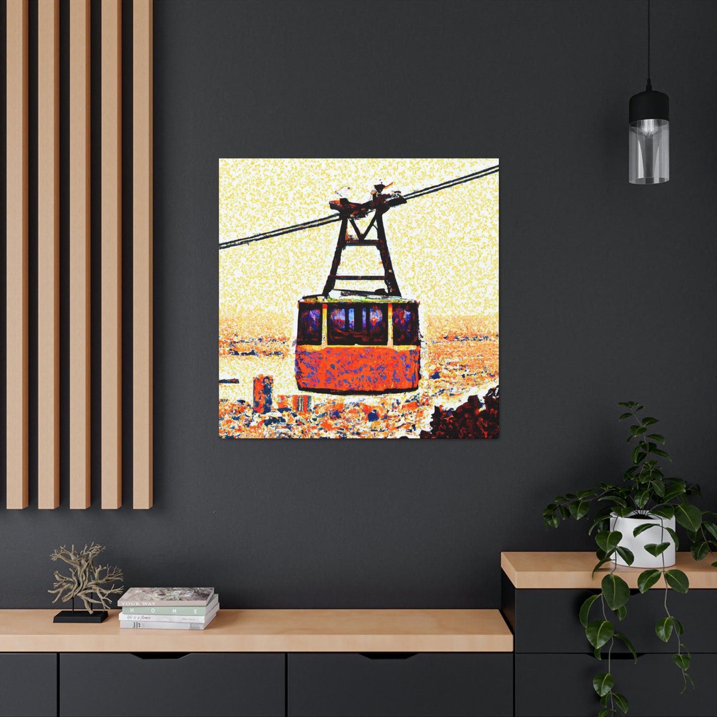 Cable Car Pointillism - Canvas