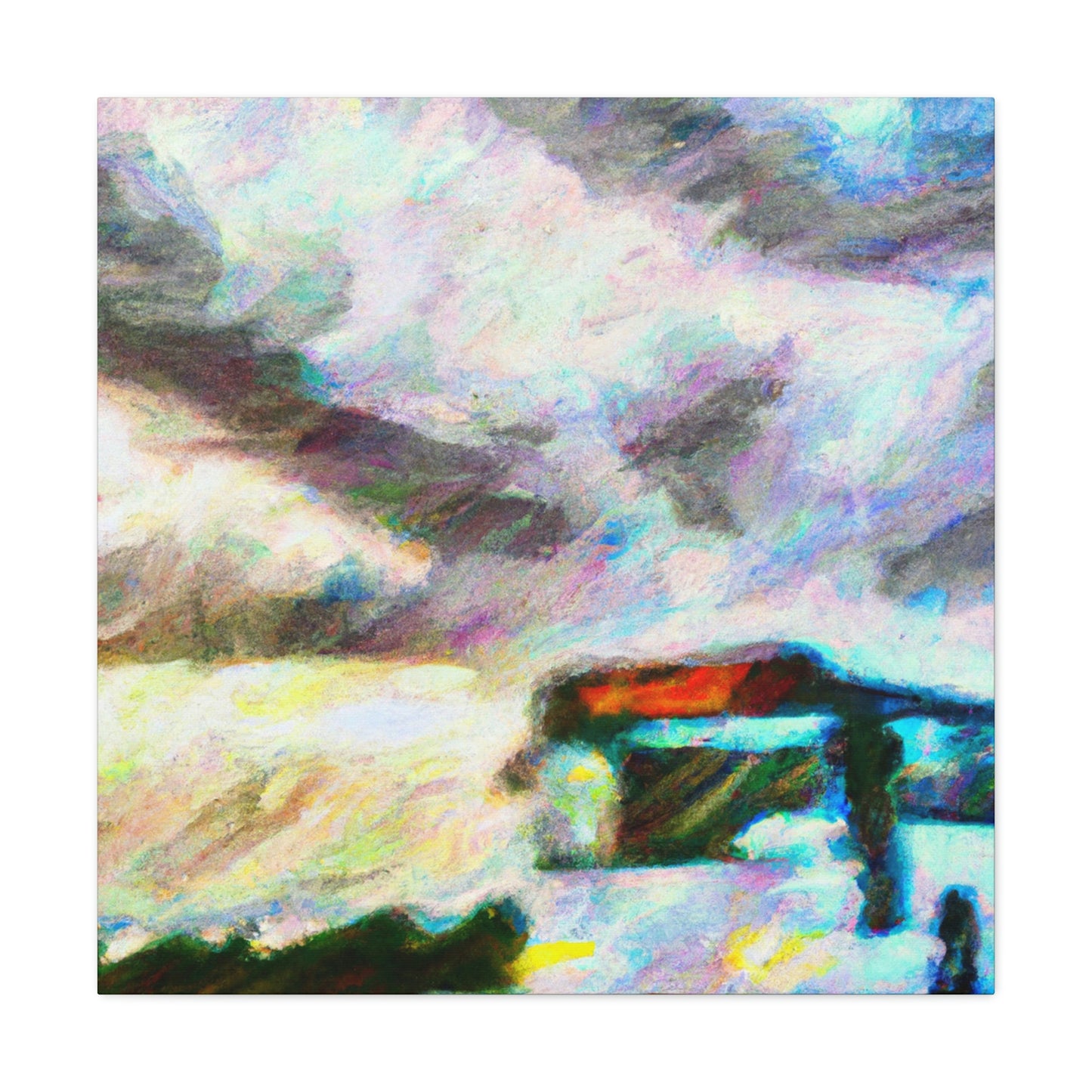 "Bus Against A Crimson Sky" - Canvas