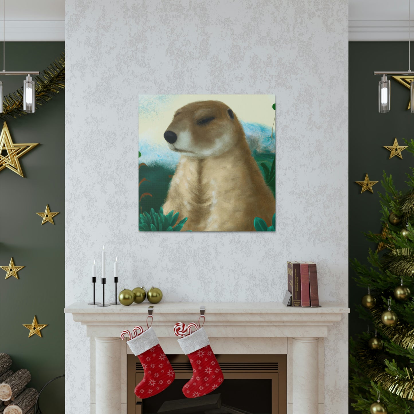 "Prairie Dog Art Deco" - Canvas