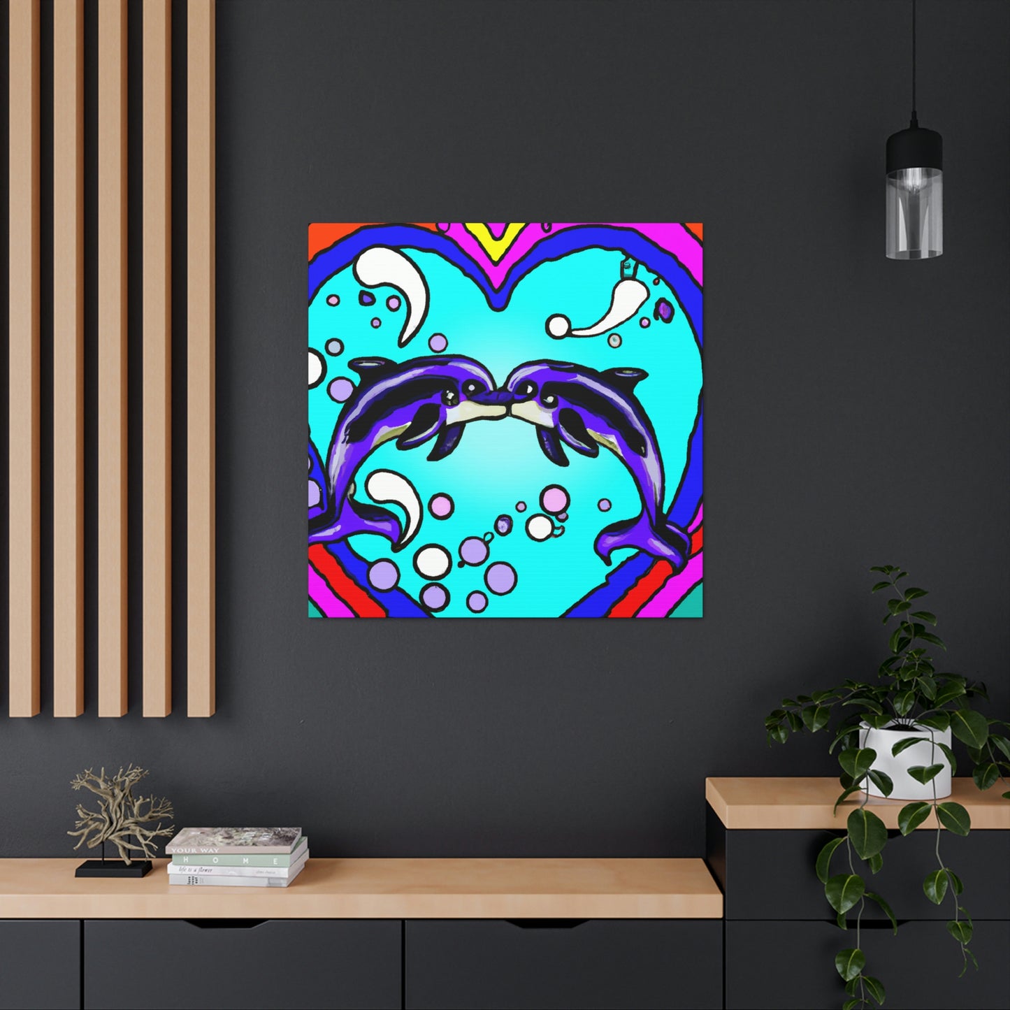 Loving Dolphin Pop Art - Canvas