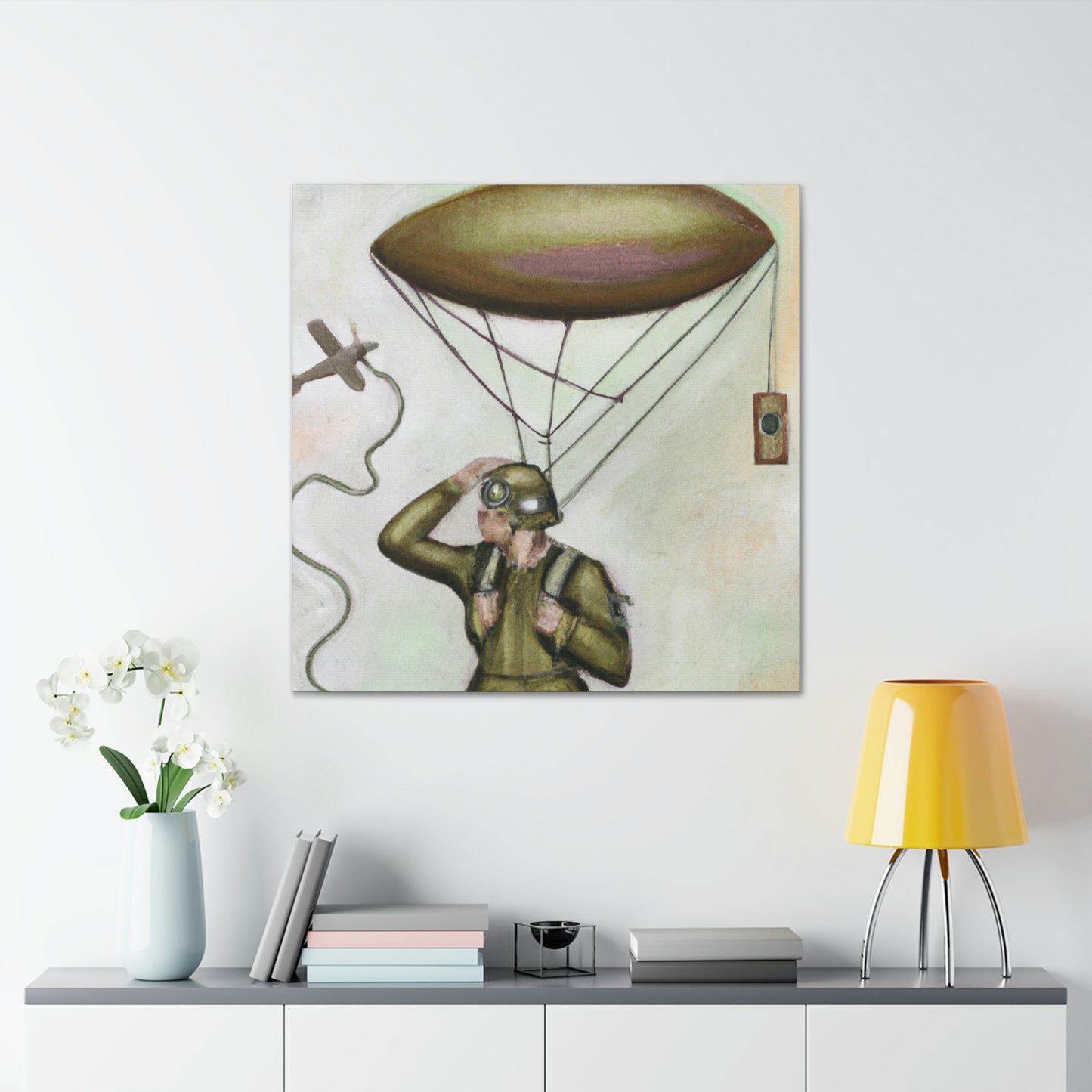 Paratrooper in Moonlight. - Canvas