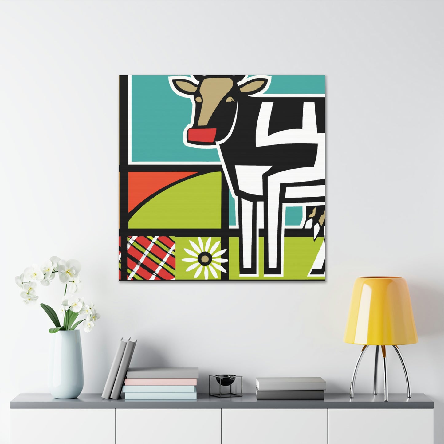 "Cow among Art Deco" - Canvas