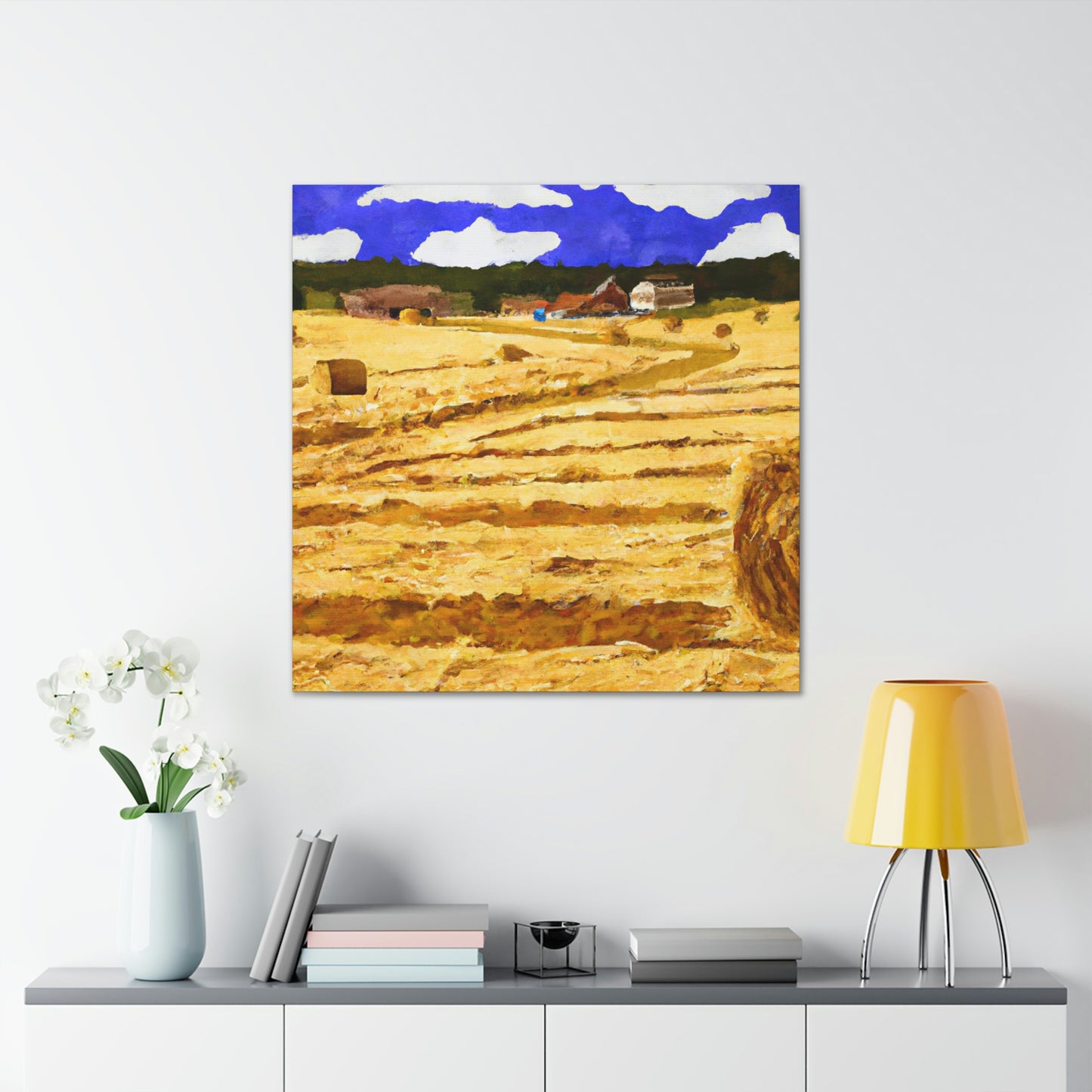 Hayfield by Moonlight - Canvas