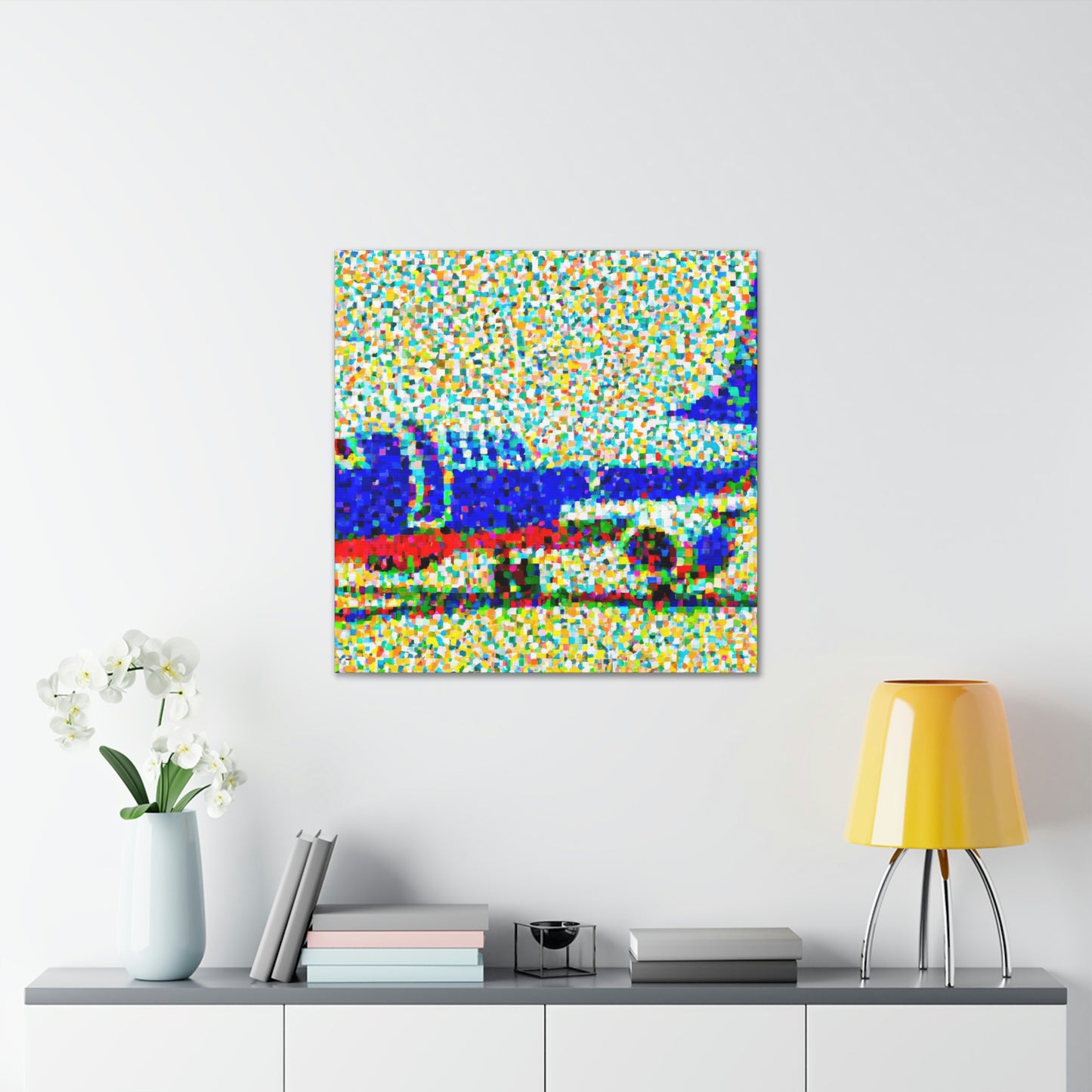 "Aerial Plane Pointillism" - Canvas