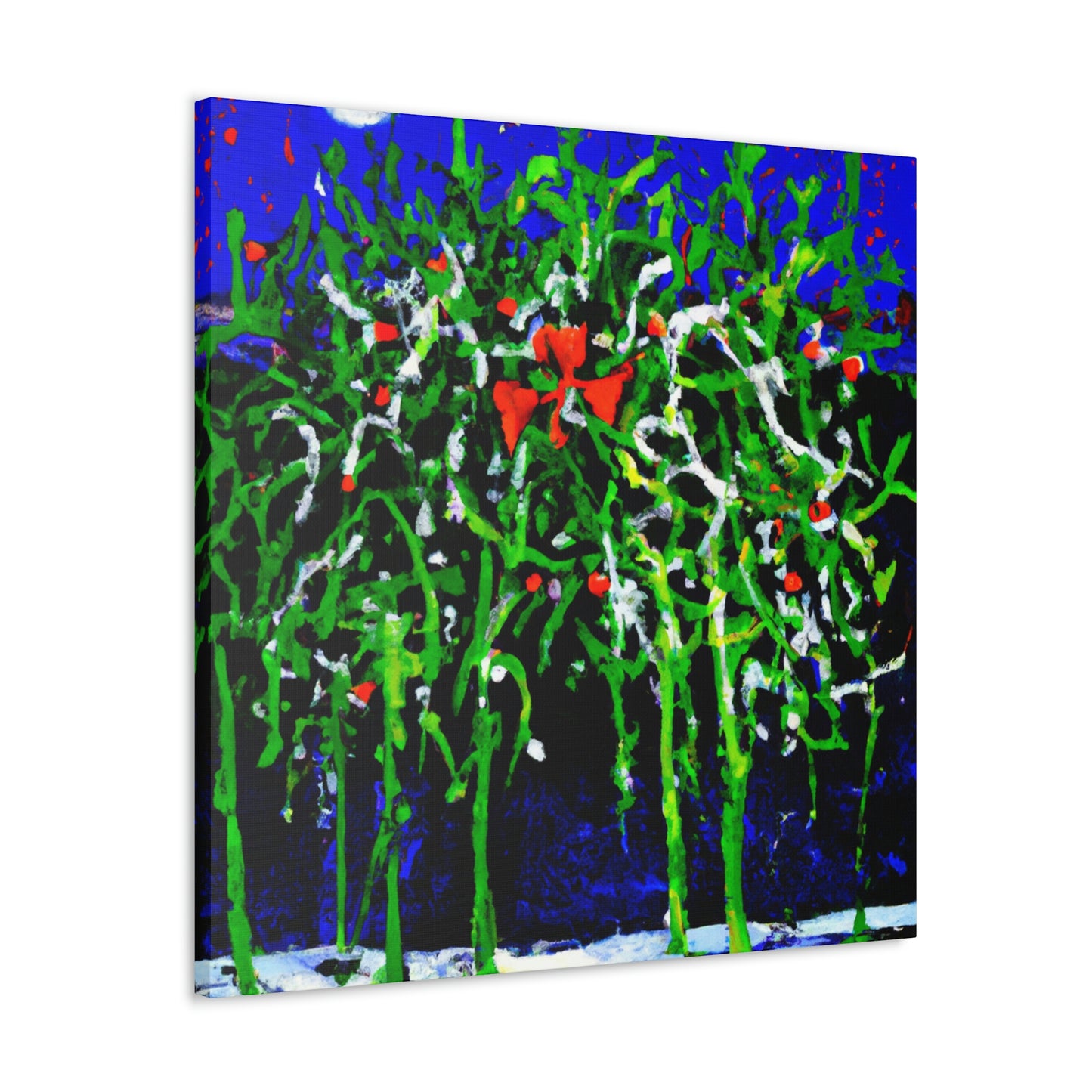 Mistletoe Embrace Expressionism - Canvas