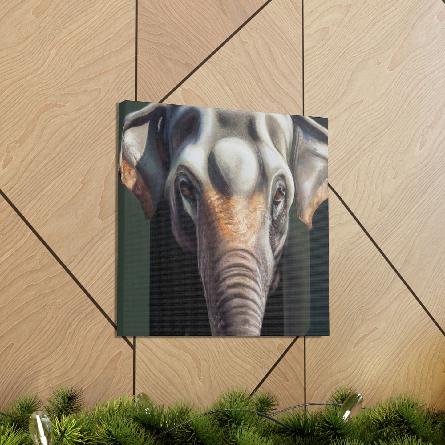 "Elephant in Monsoon Rain" - Canvas