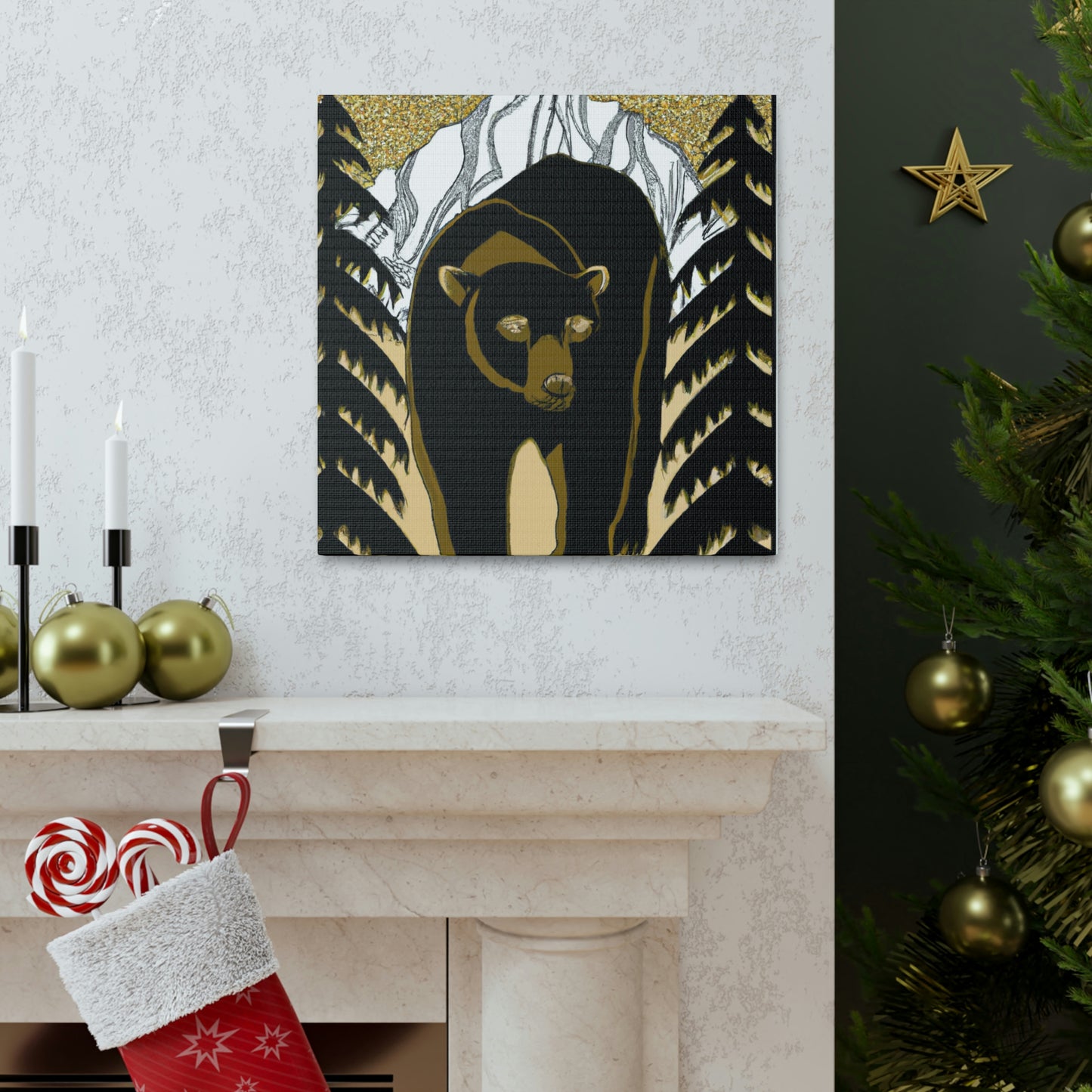 Dancing Art Deco Bear - Canvas