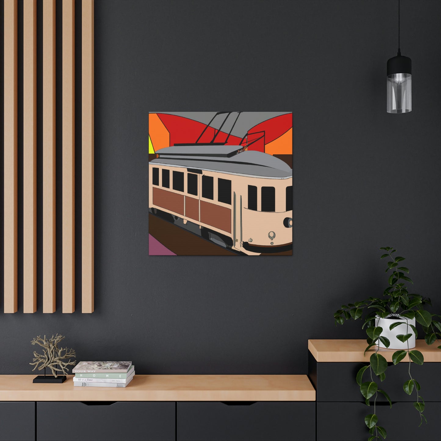 "Tram of Twinkling Lights" - Canvas