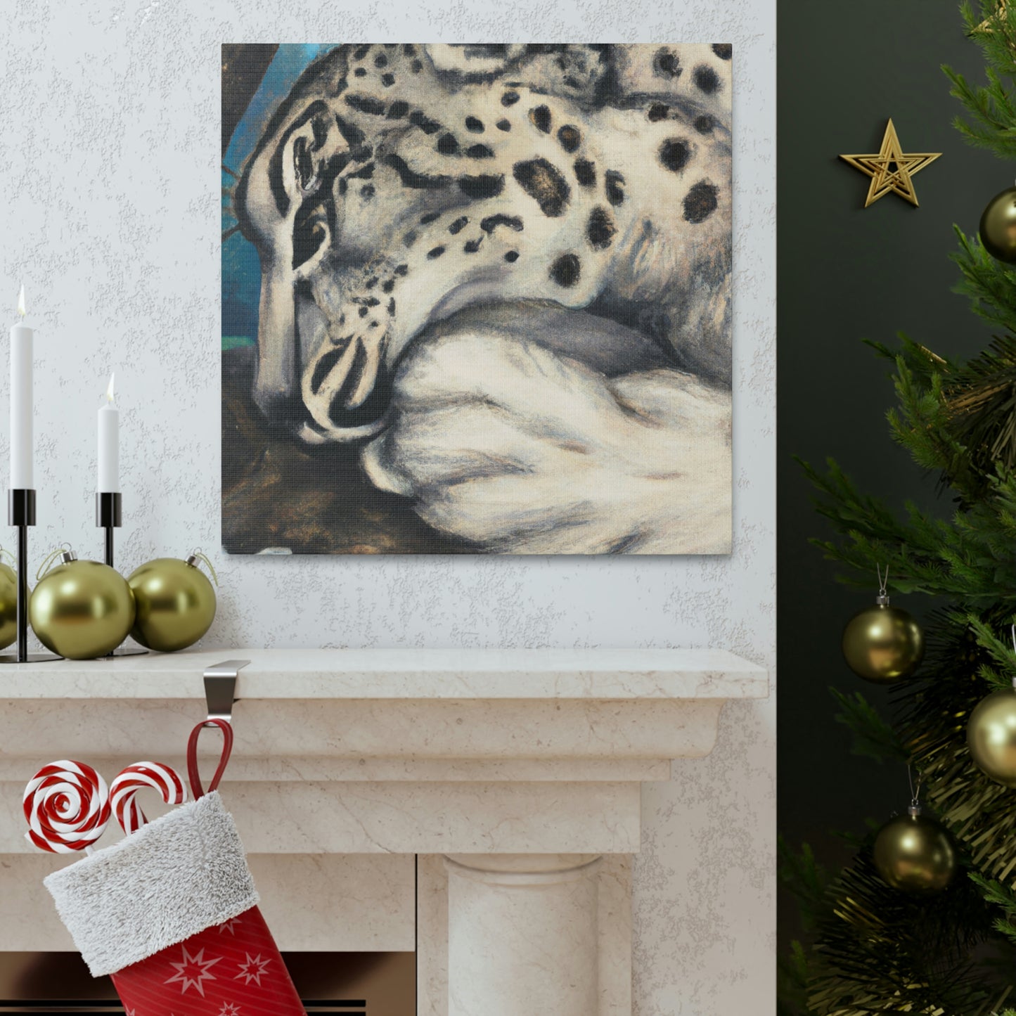 Snow Leopard Silhouette - Canvas