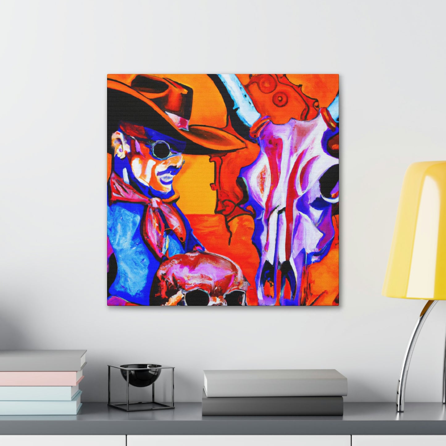 Cow Skull In Deco - Canvas