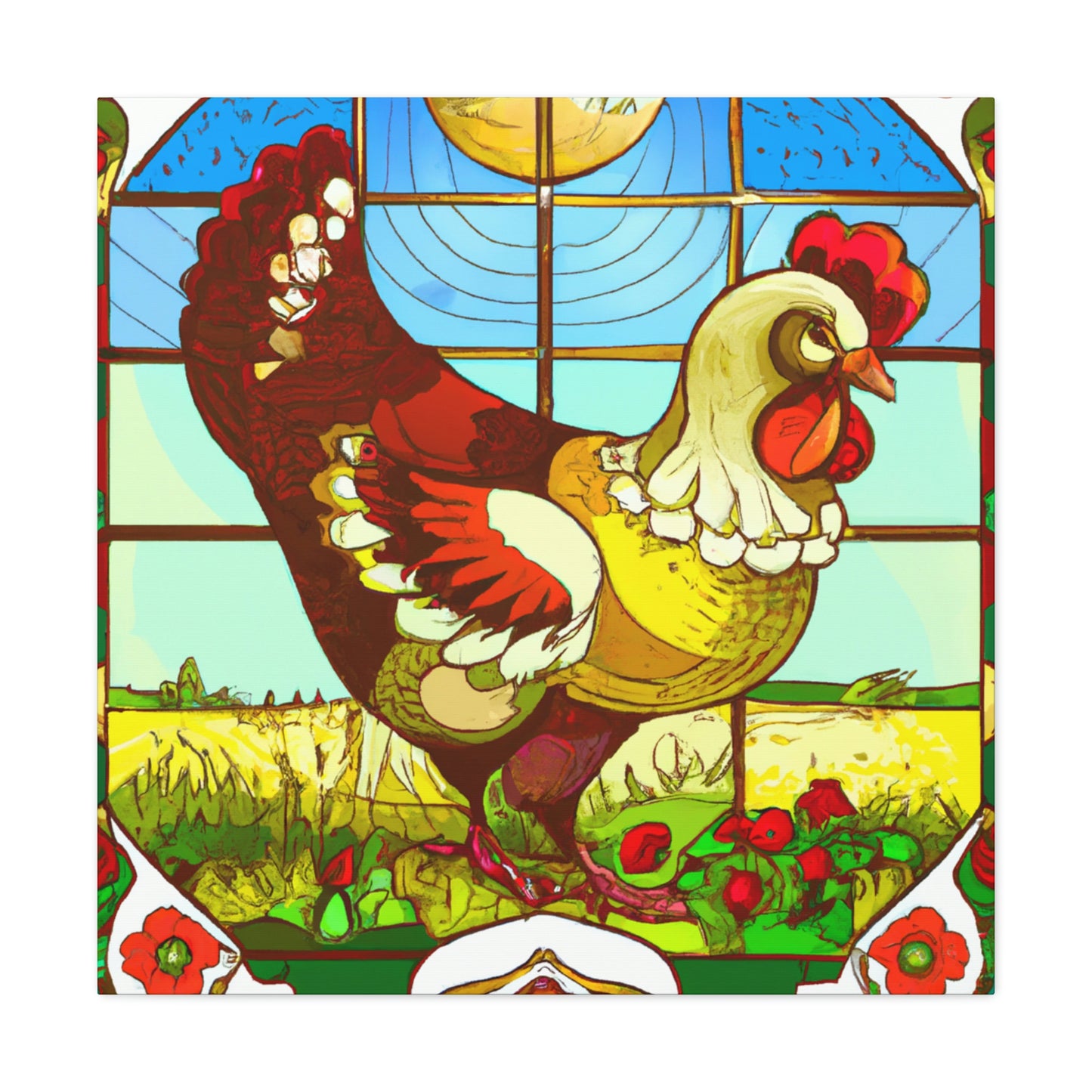 "Chickens in Art Nouveau" - Canvas