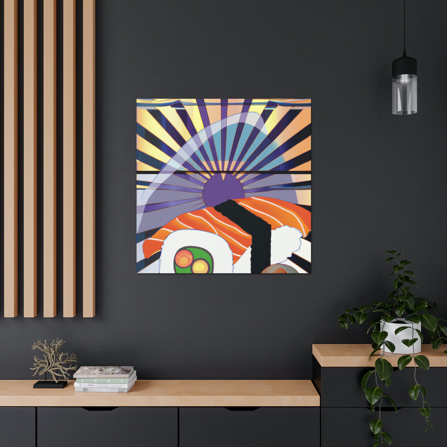 "Lively Deco Sushi Feast" - Canvas