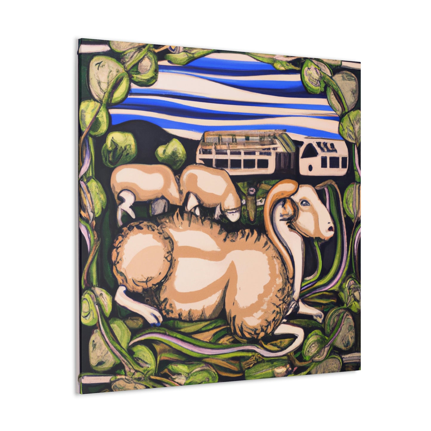 Sheep in Jamunarose - Canvas