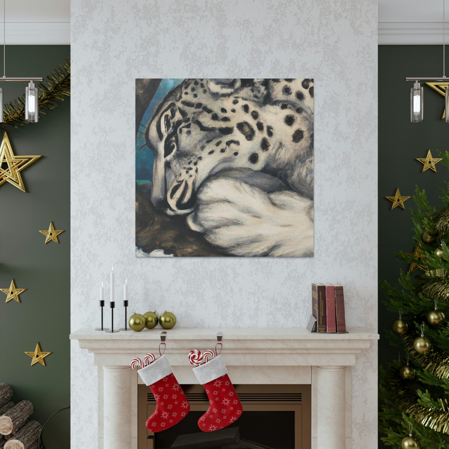 Snow Leopard Silhouette - Canvas