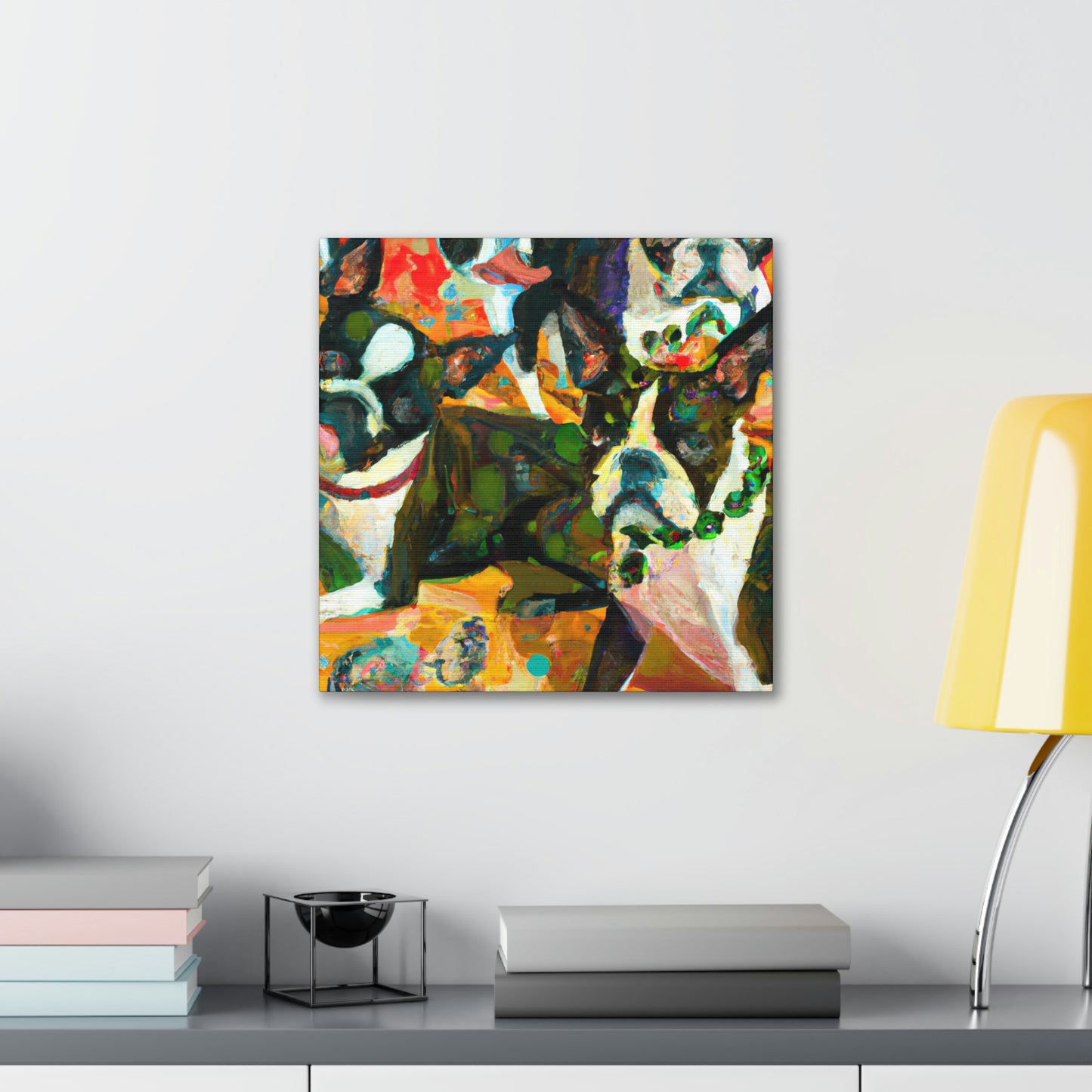 Boston Terrier Expressionism - Canvas