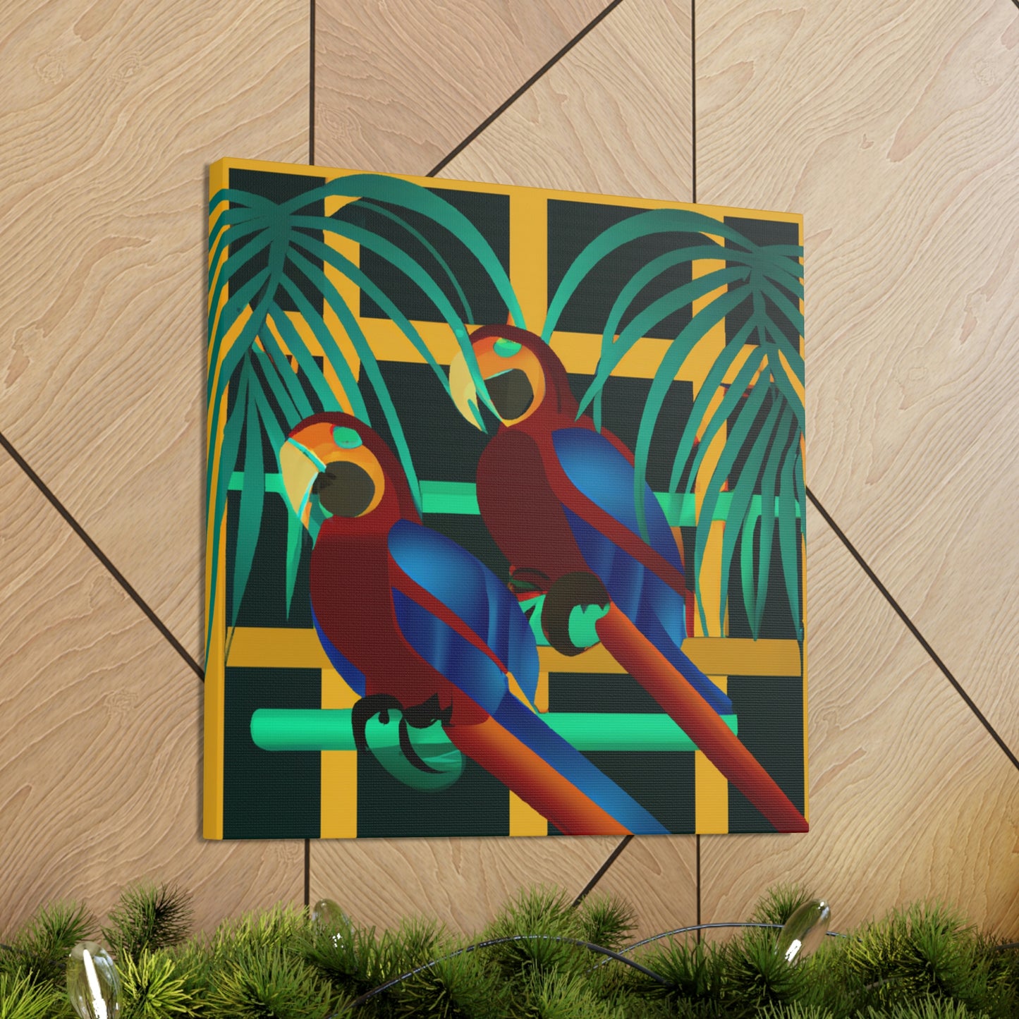 "Macaws in Neon Hues" - Canvas