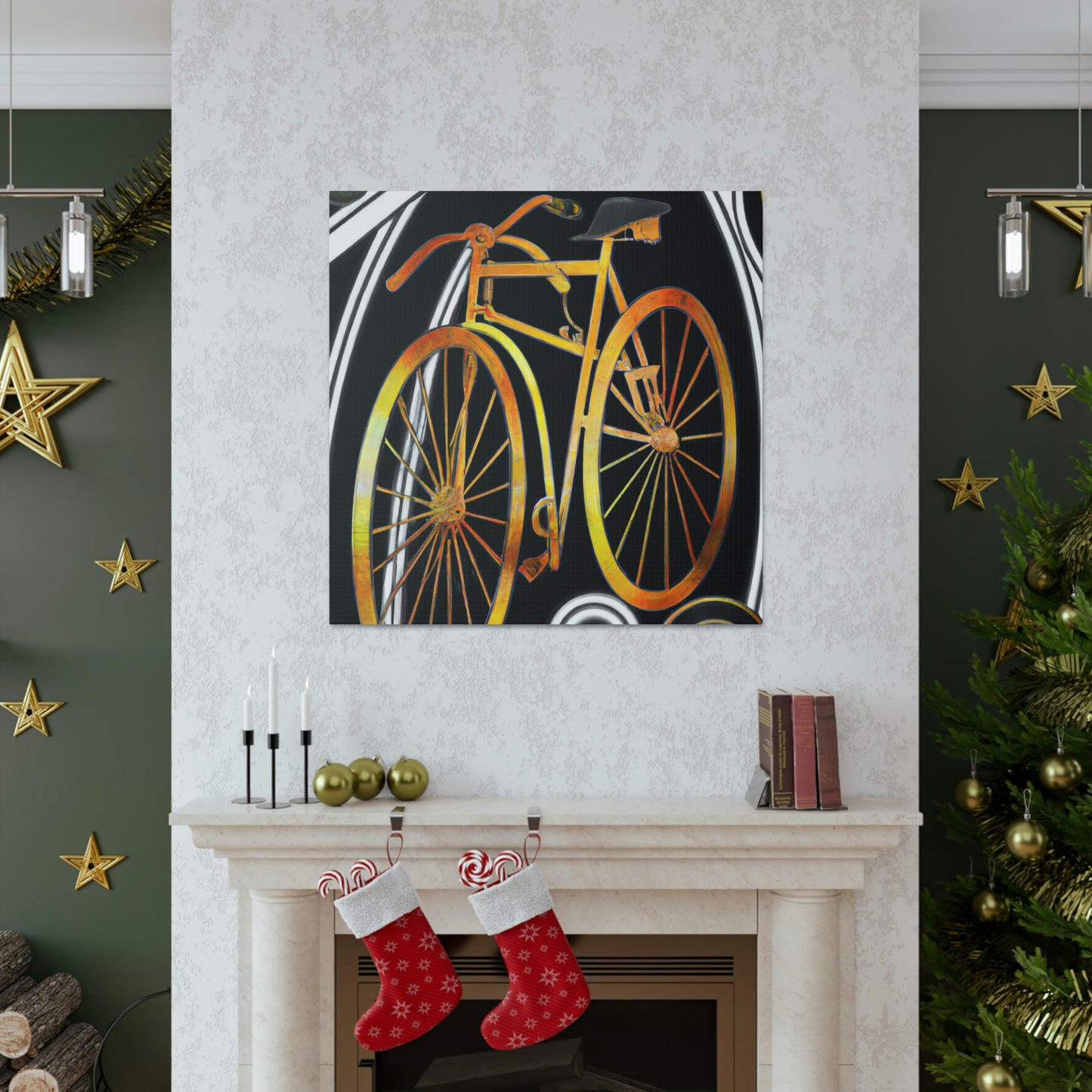 "Wheeling Art Deco Bike" - Canvas