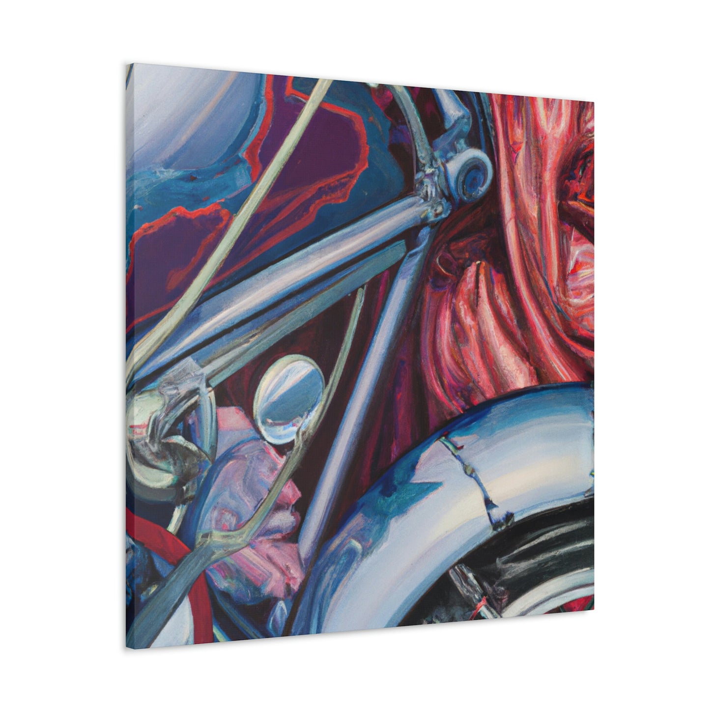 "Motorcycle in Moonlight Glare" - Canvas