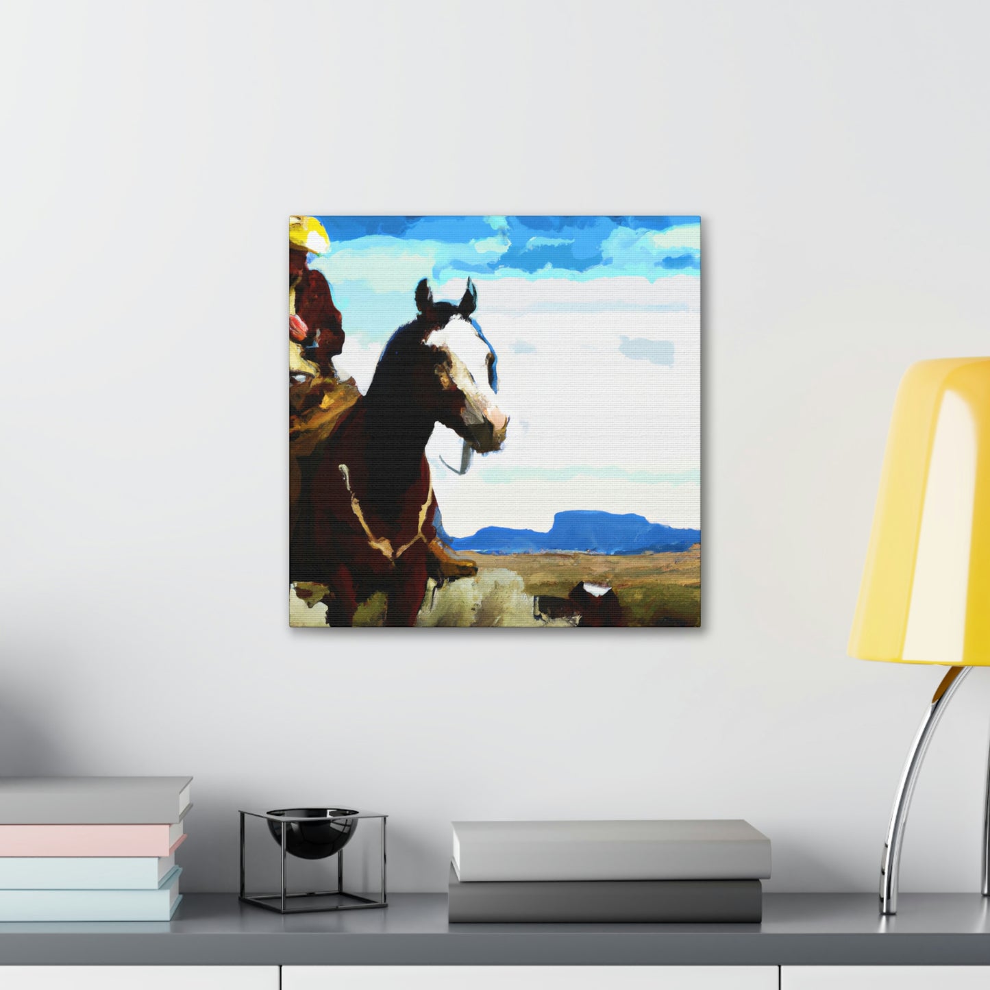 Cowboy on Wild Stallion - Canvas