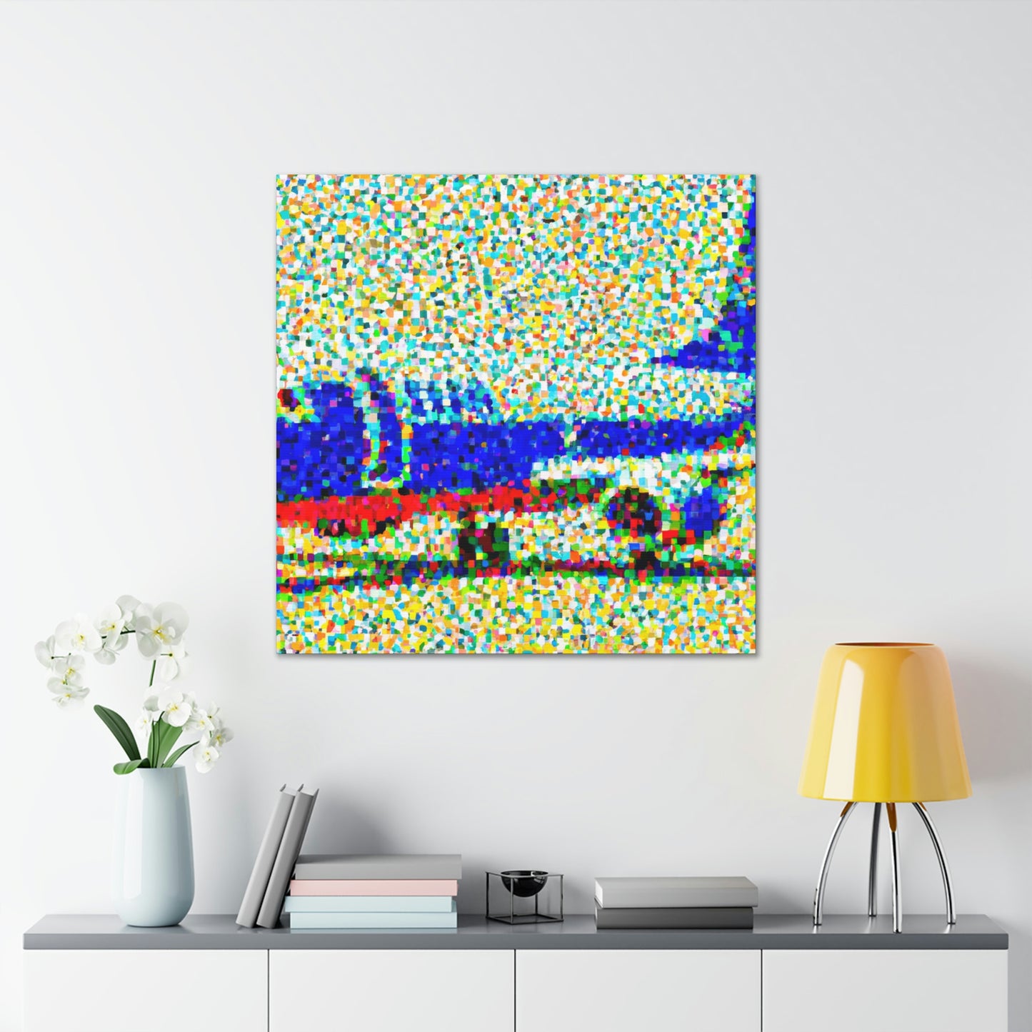 "Aerial Plane Pointillism" - Canvas