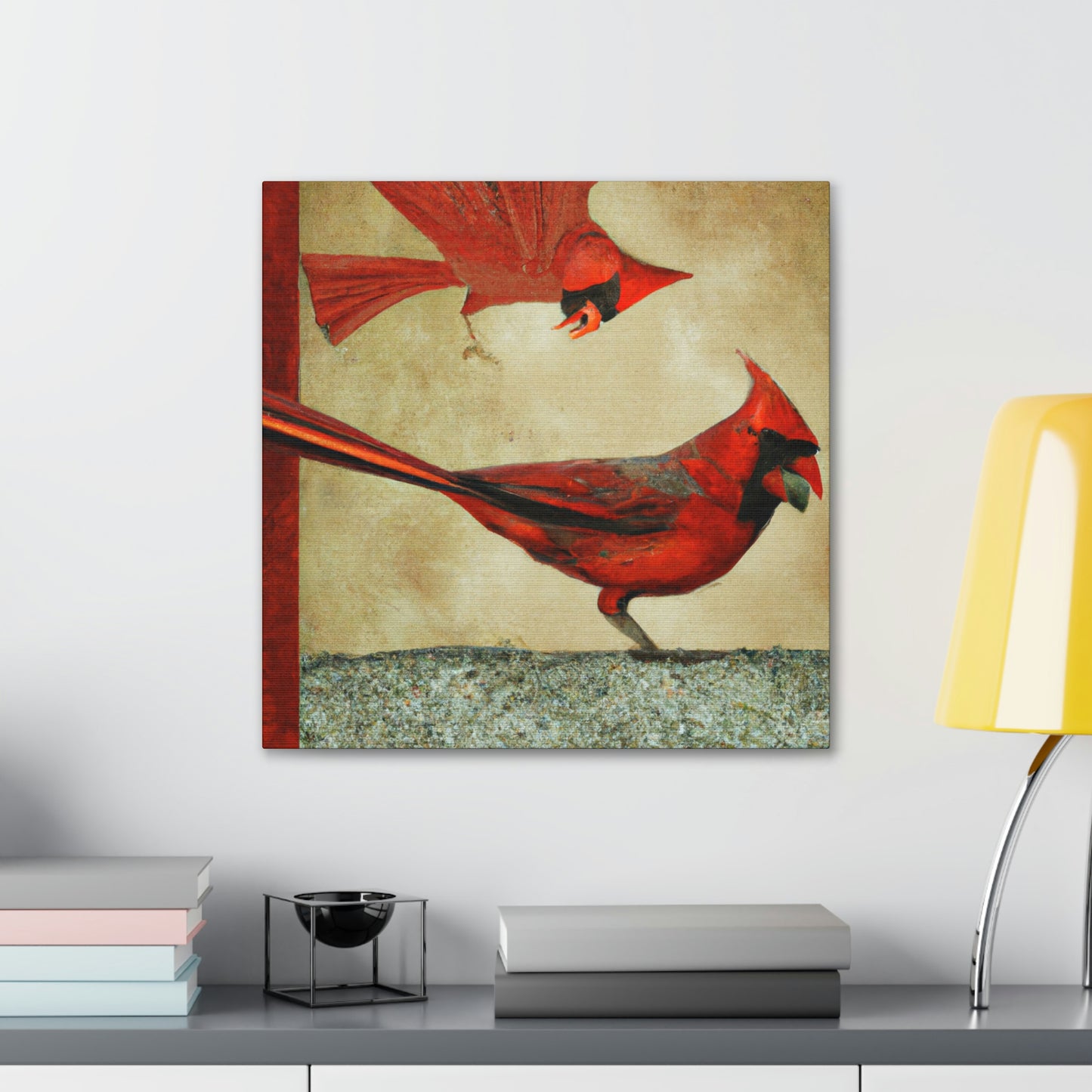 "Cardinal in Art Deco" - Canvas