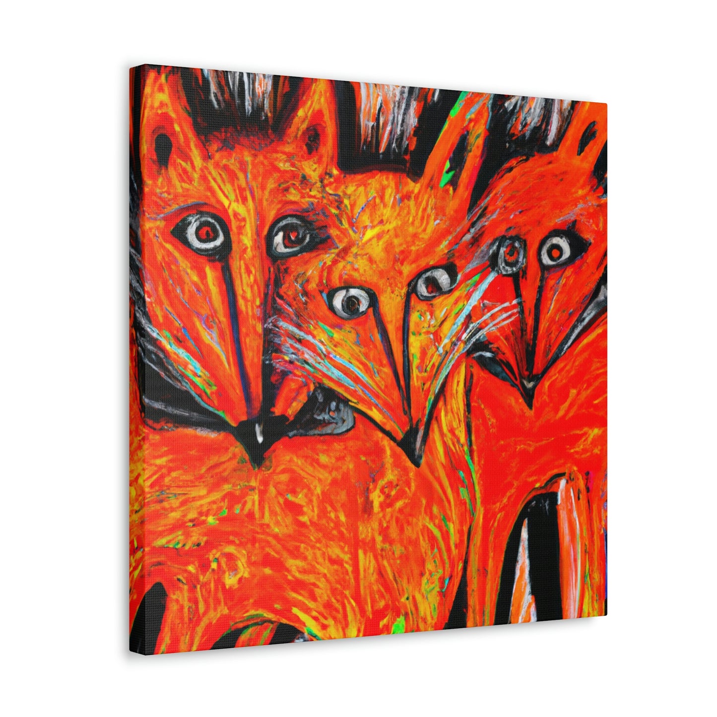 Foxes in Moonlight. - Canvas