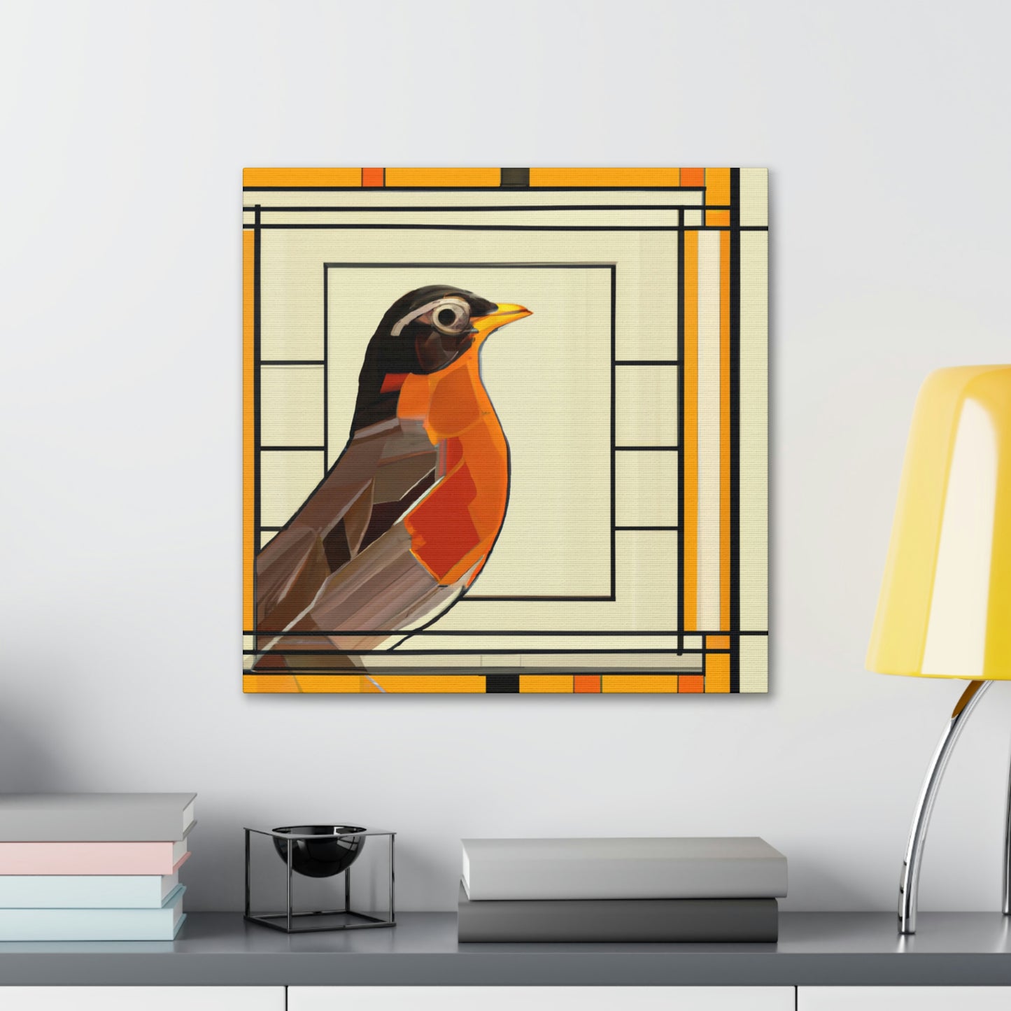 "Singing Art Deco Robin" - Canvas