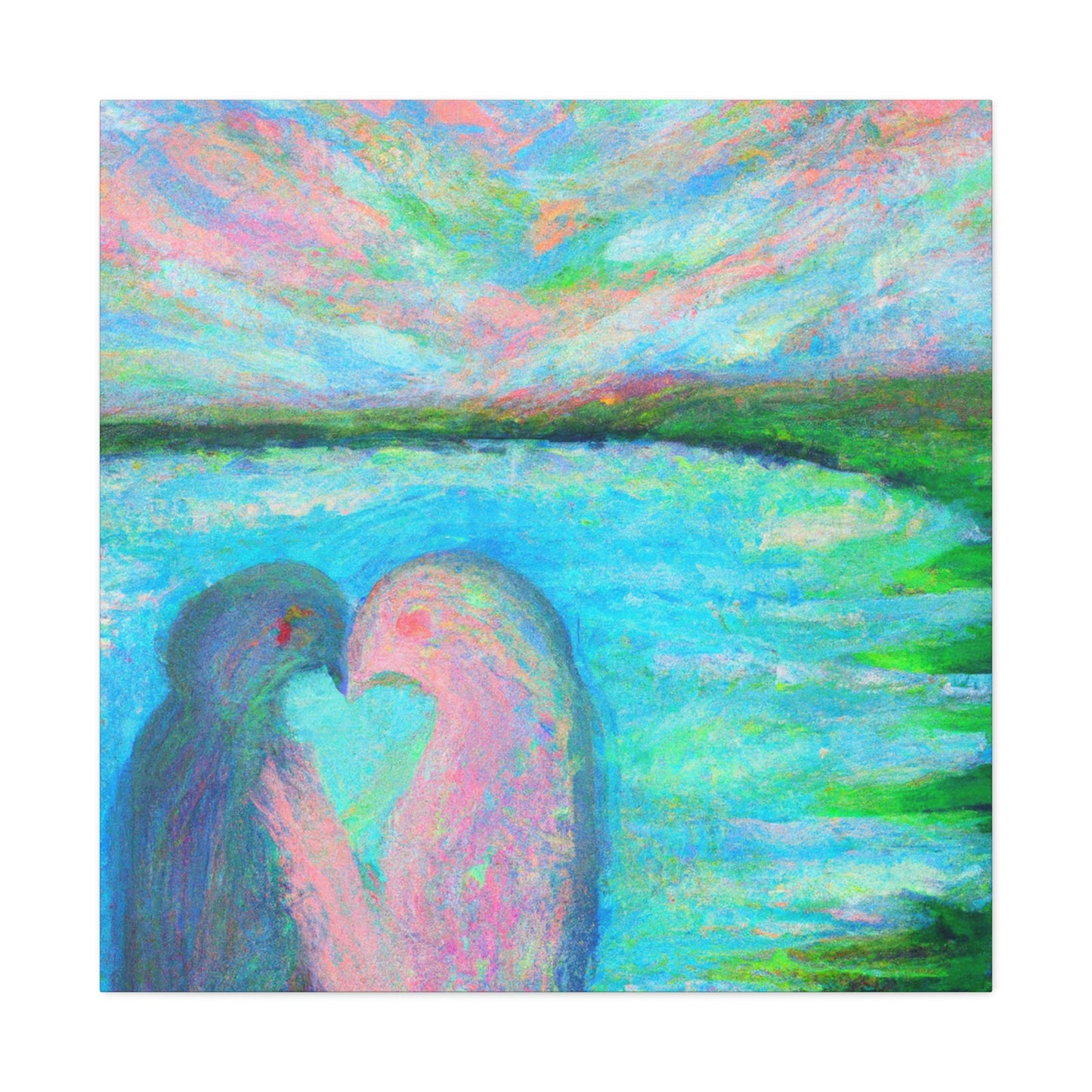 Lovebirds in Embrace - Canvas