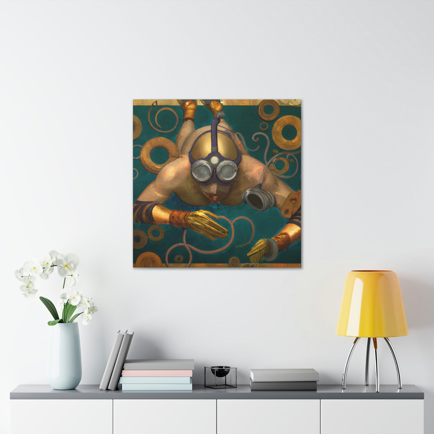 "Swimming in Steampunk Era" - Canvas